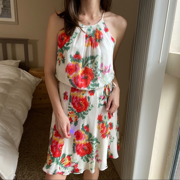 Joie waist tie floral sleeveless silk dress - Picture 2 of 6